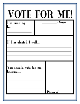 Preview of Election Day Activity - Vote For... Create an Election Poster Student Government