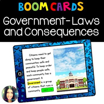 Preview of Government, Laws, and Consequences- Boom Cards™ Internet Activities ☆ FREE☆