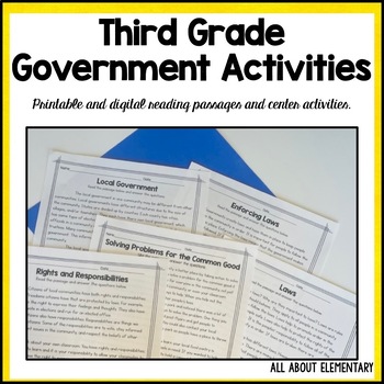 Preview of 3rd Grade Government Reading Passages and Activities
