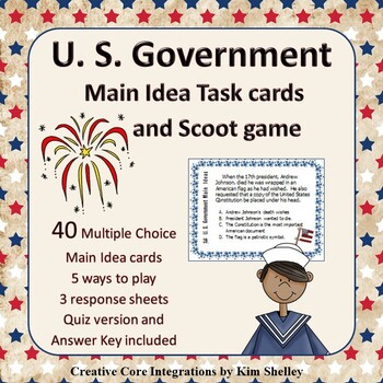 Preview of Government Main Idea Task Card and Scoot
