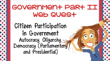 Preview of Government Part II Web Quest, Citizen Participation, Distance Learning