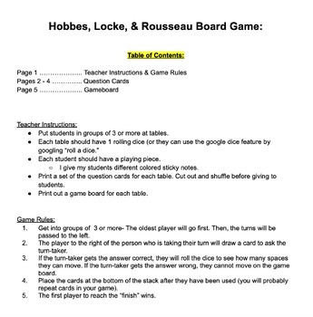 Preview of Government Philosophers- Hobbes, Locke, & Rousseau Game