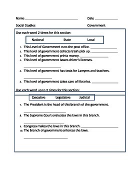 Preview of Government Quiz