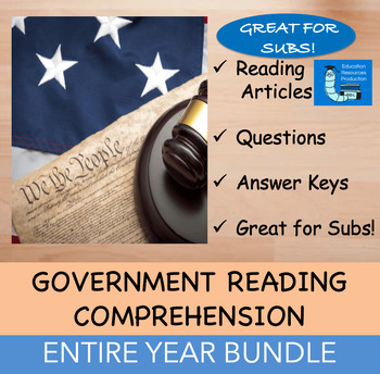 Preview of Government Reading Comprehension & Questions - ENTIRE YEAR BUNDLE