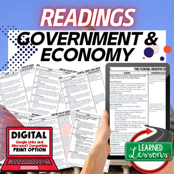 Preview of Government & The Economy DBQ Reading Comprehension Passages & Questions