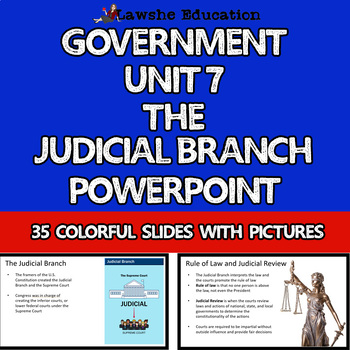 Preview of Government: The Judicial Branch PowerPoint Class Discussion