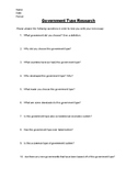 Government Type Research Worksheet