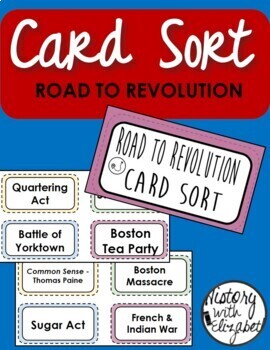 Preview of Government - US History - Road to Revolution Card Sort - Google Drive and PDF