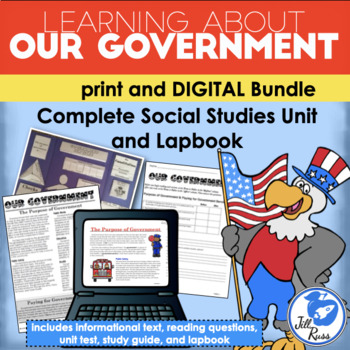 Preview of Government Unit, Lapbook, Text Print & Digital Distance Learning Bundle