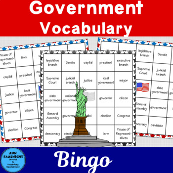 Preview of Government Vocabulary Bingo