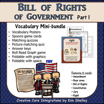 Preview of Government Vocabulary Mini-Set Bill of Rights 1