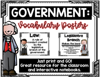 Preview of Government Vocabulary Posters
