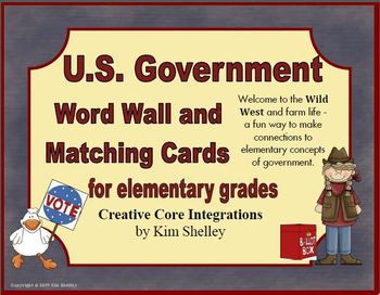 Preview of Government Vocabulary Word Wall and Matching for Elementary Grades