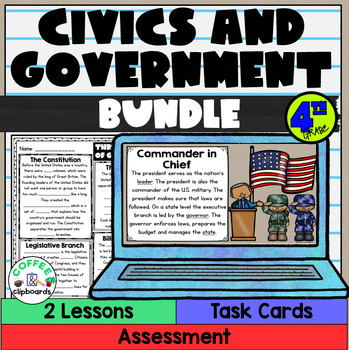 Preview of Government & Civics Bundle: Lessons, Activities, Test SS4CG3 4th Grade