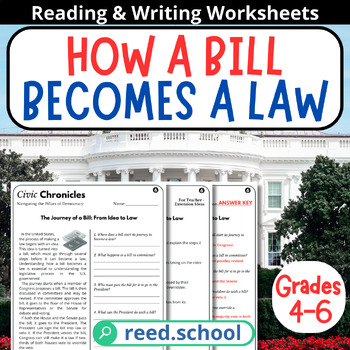 Preview of Government and Civics: How a Bill Becomes a Law Lesson for Grades 4-6
