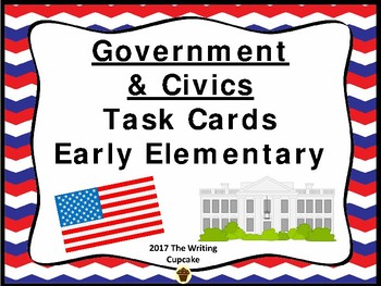 Preview of Government and Civics Task Cards for Early Elementary