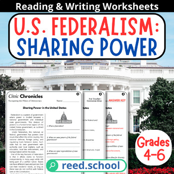 Preview of Government and Civics: U.S. Federalism Explained - Reading Lesson for Grades 4-6