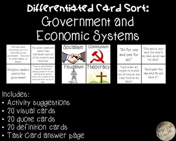 Preview of Government and Economic Systems Card Sort: Regular Version