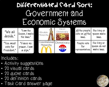 Preview of Government and Economic Systems Card Sort: Simplified Version