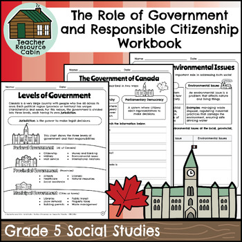 Preview of Role of Government and Responsible Citizenship Workbook (Grade 5 Social Studies)