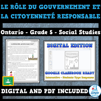 Preview of Ontario Grade 5 Social Studies - FRENCH - Government of Canada