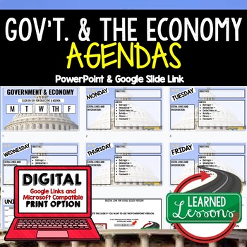 Preview of Government & the Economy Agenda PowerPoint & Google Slides Agenda