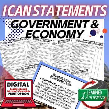 Preview of Government & the Economy I Can Statements & Posters Self-Assessment Economics