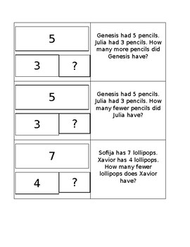 Preview of Gr 1 Comparison Word Problems-Matching