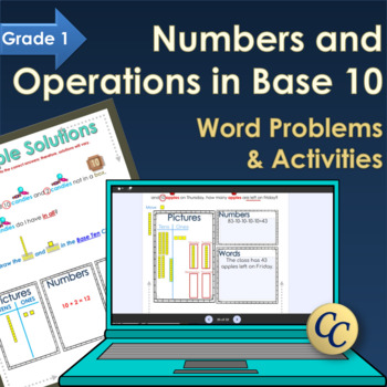 Preview of Grade 1 Word Problems for Number & Operations in Base 10 with Easel Activity