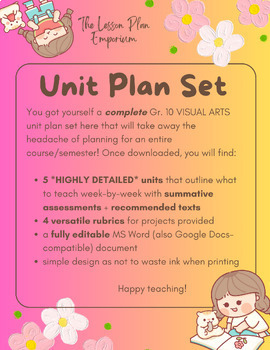 Preview of Gr. 10 Visual Arts Unit Plans - 5 Units Guide w/ 4 Versatile Rubrics (Editable)