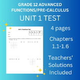 Gr. 12 Advanced Functions/Pre-Calculus • UNIT 1 FUNCTIONS TEST