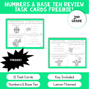 Preview of Gr 2 Numbers & Base Ten Math Task Card Freebie!