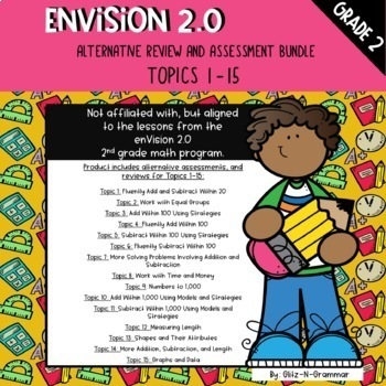 Preview of Gr. 2, Topics 1-15 Alt. Assessment Bundle (Envision Aligned, Not Affiliated)