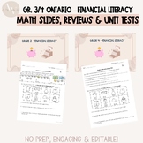 Gr. 3/4 Ontario Financial Literacy- Math Slides, Unit Test