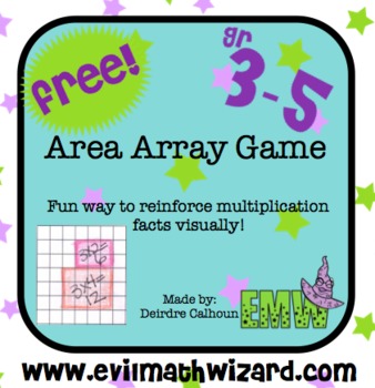 Preview of Gr 3-5: Free Area Array Multiplication Game Common Core Aligned