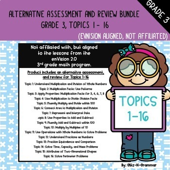 Preview of Gr. 3, Topics 1-16 Alt. Assessment Bundle (Envision Aligned, Not Affiliated)