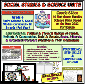 Preview of Gr. 4 Science (NEW 2022) and Social Studies Entire Year Super Bundle: 10 Units