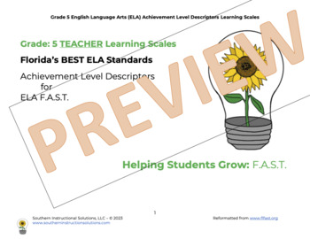 Preview of Gr. 5 ELA BUNDLE Florida BEST Learning Scales for FAST (Teacher & Student Cards)