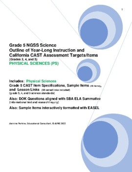 Preview of Gr. 5 NGSS Physical Sciences: Year-Long Outline and CAST Assessment Targets