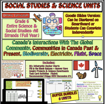 Preview of Gr. 6 Science (NEW 2022) & Social Studies Entire Year: 8 Unit Super Bundle