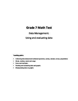 Preview of Gr 7 MATH - Data Management Using and Evaluating Data