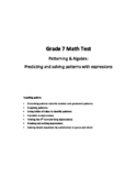 Gr 7 MATH - Patterning & Algebra: Predicting & Solving Pat