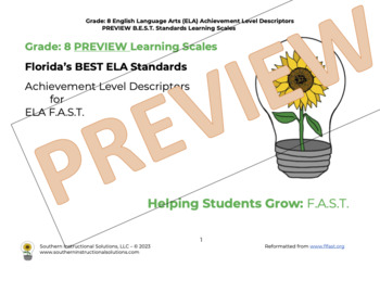 Preview of Gr. 8 ELA BUNDLE Florida BEST Learning Scales for FAST (Teacher & Student Cards)