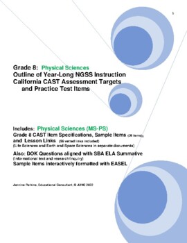 Preview of Gr. 8 NGSS Physical Sciences: Year-Long Outline and CAST Assessment Targets