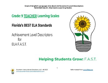 Preview of Gr. 9 ELA Achievement Level Descriptor Learning Scales for FAST (TEACHER)