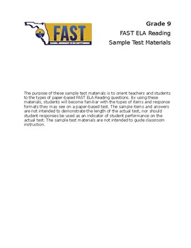 Preview of Gr.9 FAST Sample Test from flfast.org