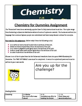 Preview of Chemistry "Chemistry for Dummies" Unit research Project