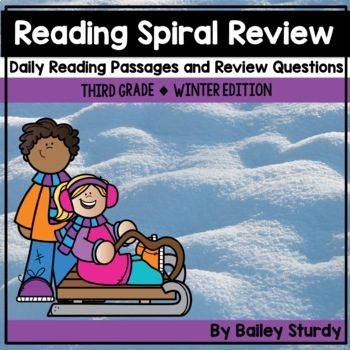Preview of 3rd Grade Spiral Review Reading Comprehension | Winter Edition