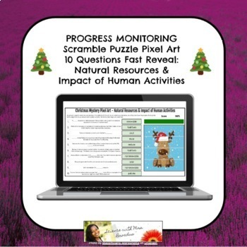Preview of Gr4 -Christmas Mystery Pixel Art- Natural Resources & Impact of Human Activities
