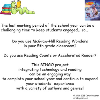 Preview of 5th Grade Wonders Literature Anthology Authors EDITABLE AR or RC BINGO Project